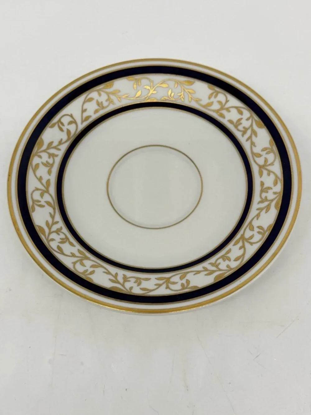 Vintage German Reichenbach Cobalt 24k Gold Leaf & Vine Overlay Teacup Saucer